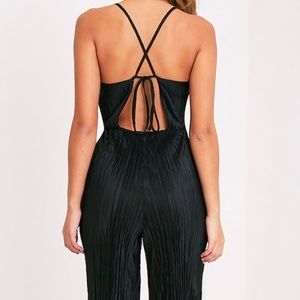 Black pleated midi jump suit
